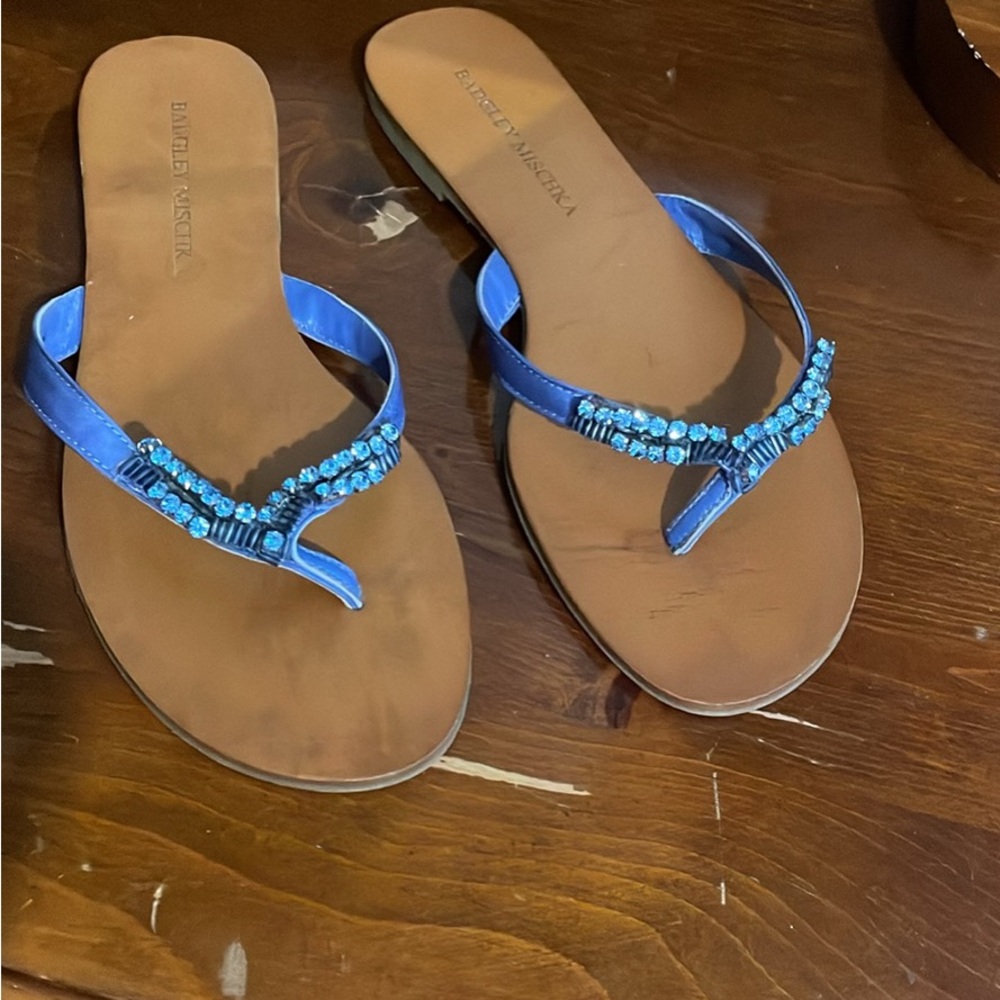 Badgley Mischka Blue Beaded Sandals